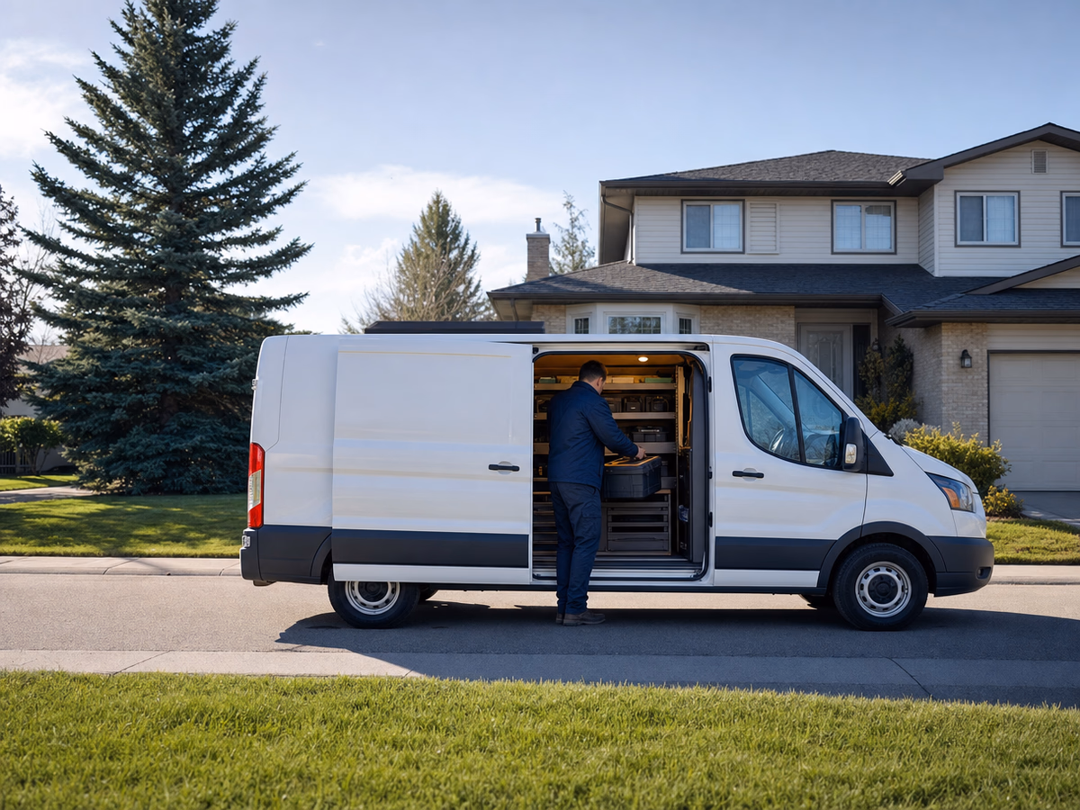 A Luckey Lock locksmith working on a lock in Calgary.